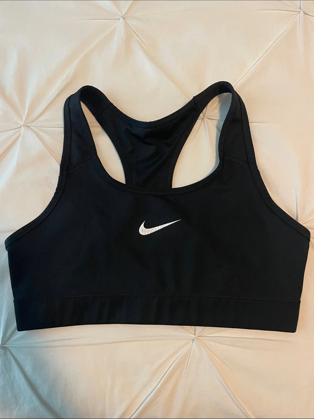 Nike Black Racerback Sports Bra with White Swoosh